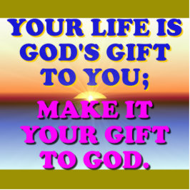 Ihr Leben ist das Geschenk des Gottes zu Ihnen Freistehende Fotoskulptur