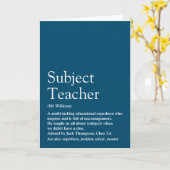 Ihr Lehrer definiert typografischen Spaß blau Karte (Gelbe Blume)