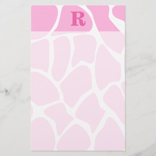 Ihr Letter Monogramm.Gestaltet. Rosa Giraffe-Muste Briefpapier (Vorderseite)