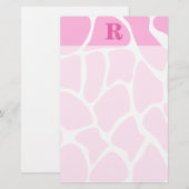 Ihr Letter Monogramm.Gestaltet. Rosa Giraffe-Muste Briefpapier (Vorne/Hinten)
