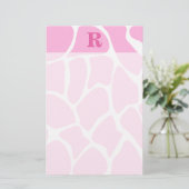 Ihr Letter Monogramm.Gestaltet. Rosa Giraffe-Muste Briefpapier (Stehend Vorderseite)