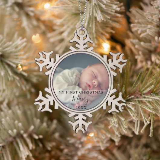 Ihr Lieblings-Baby-Foto Schneeflocken Zinn-Ornament (Baum)