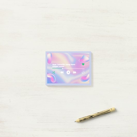 Ihr Lieblings-Song und Sänger in Blau und Rosa Post-it Klebezettel (Auf Schreibtisch)
