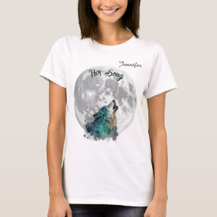 "Ihr Lied" Wolf und Mond Damen Custom T-Shirt