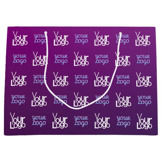 Ihr Logo | 2 Hochgeladene Bilder oder Firmenlogos Große Geschenktüte (Vorderseite)