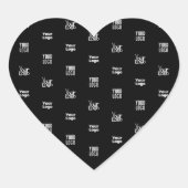 Ihr Logo | 3 Logo-Muster-Design bearbeitet Schwarz Herz-Aufkleber (Vorderseite)