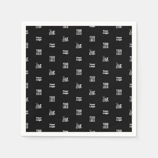 Ihr Logo | 3 Logo-Muster-Design bearbeitet Schwarz Serviette (Vorderseite)