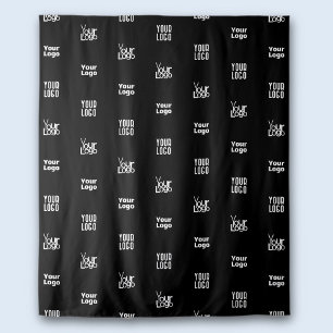 Ihr Logo   3 Logo-Muster-Design bearbeitet Schwarz Wandteppich