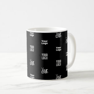 Ihr Logo 3 Logo-Musterdesign editierbar Schwarz Kaffeetasse