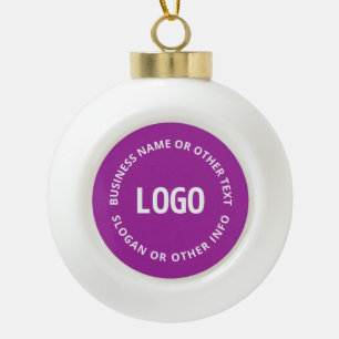 Ihr Logo & anpassbarer Text Purpur Violett Keramik Kugel-Ornament