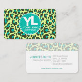 Ihr Logo Aquamarin Leopard Print Rockabilly-Muster Visitenkarte (Vorne/Hinten)