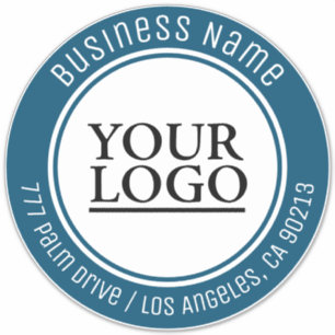 Ihr Logo Art Foto, Bus. Name Anschrift, Ocean Blue Aufkleber