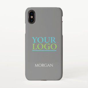 Ihr Logo/Art/Foto, DIY White Name auf Grau iPhone Hülle