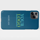 Ihr Logo/Art/Foto, DIY White Name on Ocean Blue iPhone Hülle (Rückseite (Horizontal))