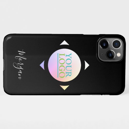 Ihr Logo/Art/Foto, Kreis in Diamond, Schwarz iPhone Hülle (Rückseite (Horizontal))