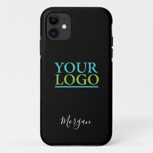Ihr Logo/Art/Foto, Name Weiße Schrift, Schwarz Case-Mate iPhone Hülle