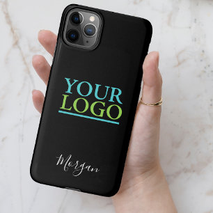 Ihr Logo/Art/Foto, Name Weiße Schrift, Schwarz iPhone 11Pro Max Hülle
