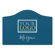 Ihr Logo/Art/Foto, Name White Script, Ocean Blue