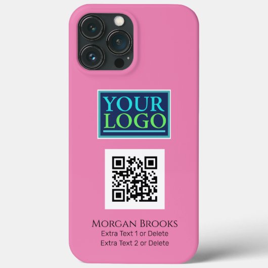 Ihr Logo/Art/Foto, QR-Code, Name/Info, Rosa Case-Mate iPhone Hülle (Rückseite)