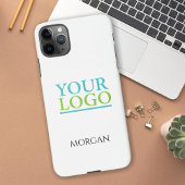Ihr Logo/Art/Foto, schwarzer Name auf Weiß iPhone Hülle