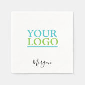 Ihr Logo/Art/Foto, Schwarzes Schrift benennen, Wei Serviette (Vorderseite)