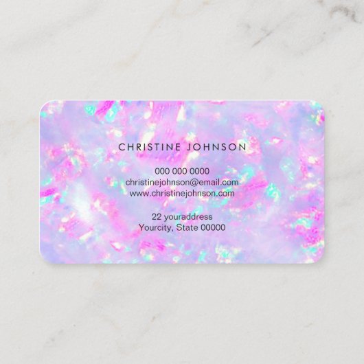 Ihr Logo auf der lila Opal-Foto-Visitenkarte Visitenkarte (Rückseite)