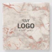 Ihr Logo auf der Rose Goldmarmor Steinuntersetzer (Vorderseite)
