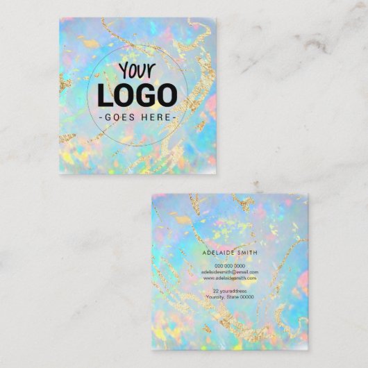 Ihr Logo auf IMITATEN holografische Opal-Stein-Tex Quadratische Visitenkarte (Vorne/Hinten)