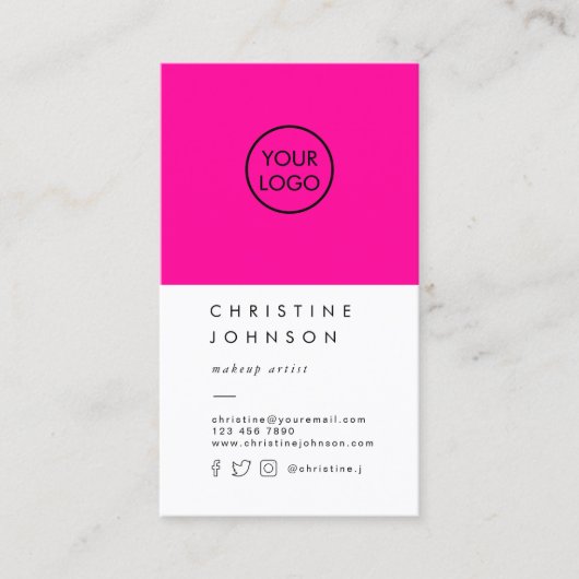Ihr Logo auf Neonrosa Visitenkarte (Vorderseite)