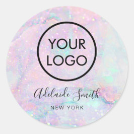 Ihr Logo auf Pastellmarmor Runder Aufkleber