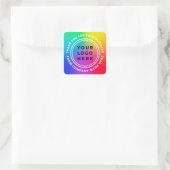 Ihr Logo auf Regenbogenfarben Vielen Dank Quadratischer Aufkleber (Tasche)