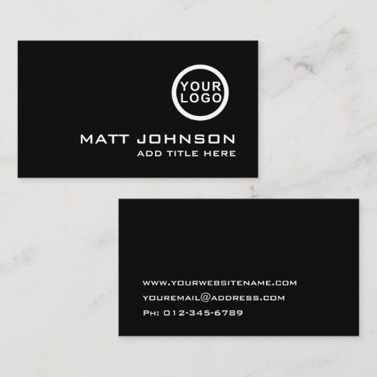 Ihr Logo Berufliche Schwarz-weiße Visitenkarte (Vorne/Hinten)