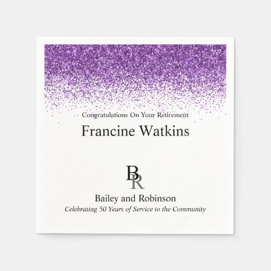 Ihr Logo Beruflicher Lila Glitzer Serviette (Vorderseite)