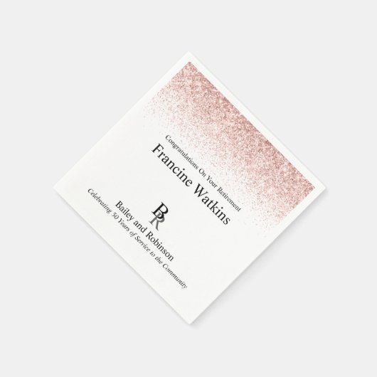 Ihr Logo Beruflicher Ruhestand Rosa Glitzer Serviette (Ecke)