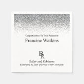 Ihr Logo Beruflicher Ruhestand Silver Glitzer Serviette (Vorderseite)