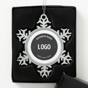 Ihr Logo, Bild oder Design und bearbeitbarer Text Schneeflocken Zinn-Ornament