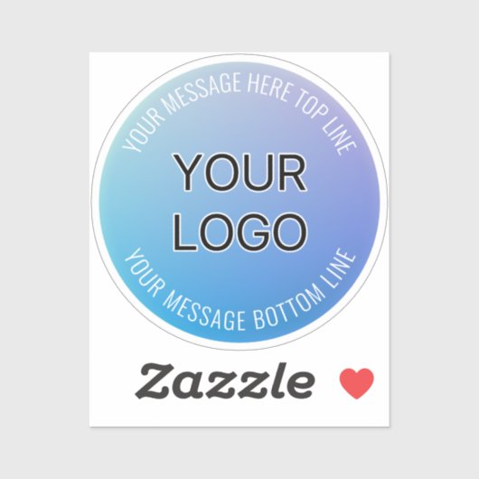 Ihr Logo | Blau bis Lila Ombre und Circle Text Aufkleber (Blatt)