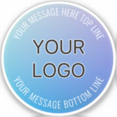 Ihr Logo | Blau bis Lila Ombre und Circle Text Aufkleber (Vorderseite)