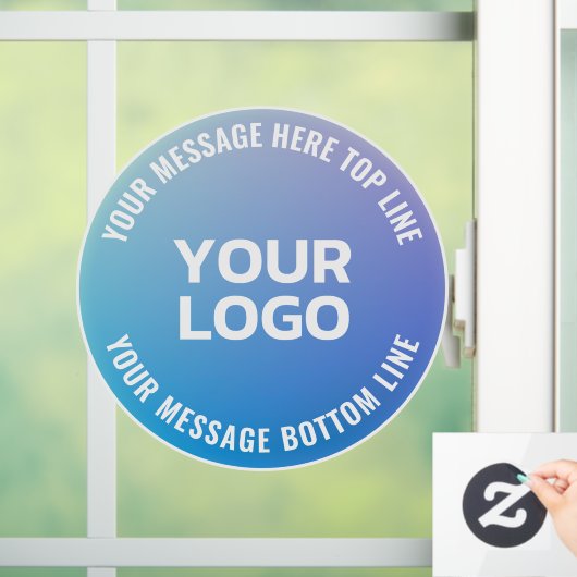 Ihr Logo | Blau bis Lila Ombre und Circle Text Fensteraufkleber (Zuhause)