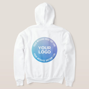 Ihr Logo Blau bis Lila Ombre und Circle Text Hoodie