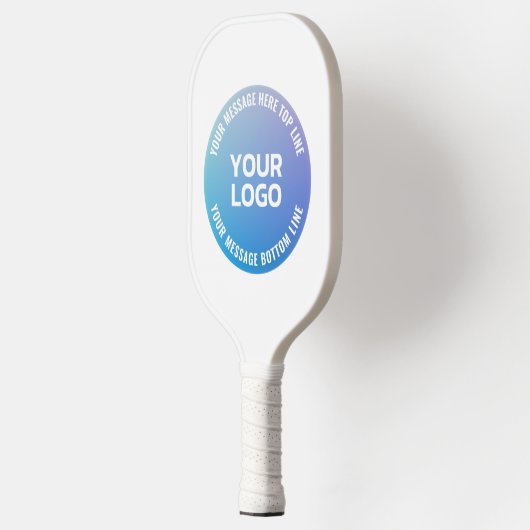 Ihr Logo | Blau bis Lila Ombre und Circle Text Pickleball Schläger (Links)