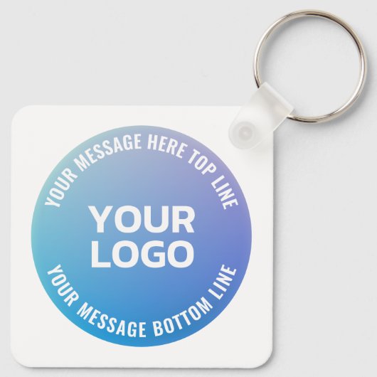 Ihr Logo | Blau bis Lila Ombre und Circle Text Schlüsselanhänger (Rückseite)