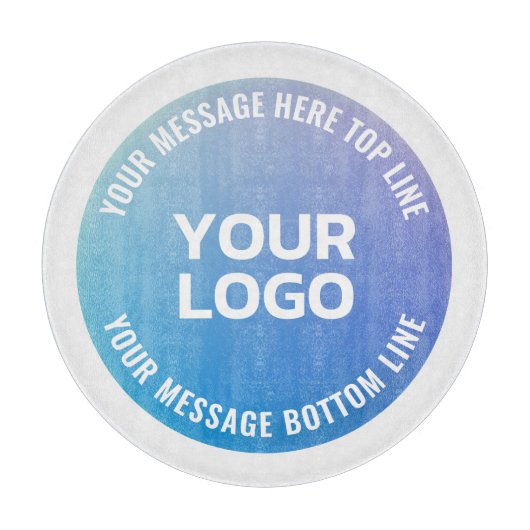 Ihr Logo | Blau bis Lila Ombre und Circle Text Schneidebrett (Vorderseite)