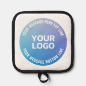 Ihr Logo | Blau bis Lila Ombre und Circle Text Topflappen (Vorderseite)