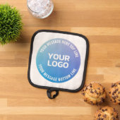 Ihr Logo | Blau bis Lila Ombre und Circle Text Topflappen (Oben Unten)