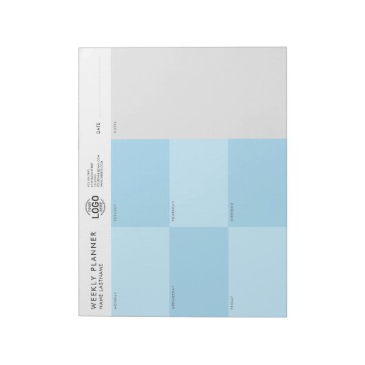 Ihr Logo Blau Grau Einfach, nicht mehr datierter W Notizblock (Rotiert)