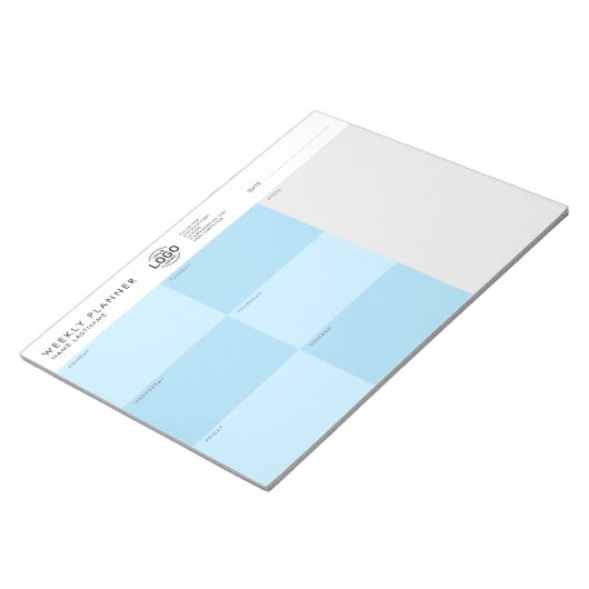 Ihr Logo Blau Grau Einfach, nicht mehr datierter W Notizblock (angewinkelt)