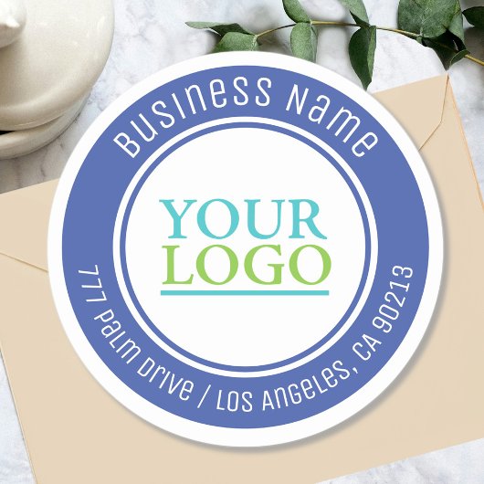 Ihr Logo, Bus. Name-Adresse oder beliebiger Text, Runder Aufkleber