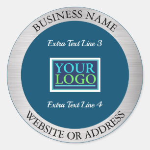 Ihr Logo-Bus. Promo, Info Silver Metal/Ocean Blue Runder Aufkleber
