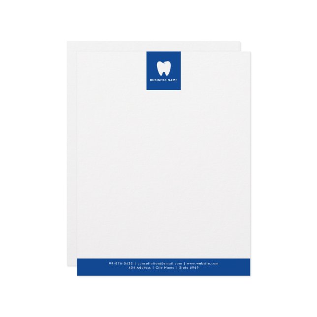 Ihr Logo | Business Dentist Modernes Minimalistisc Briefbogen (Vorderseite/Rückseite Beispiel)